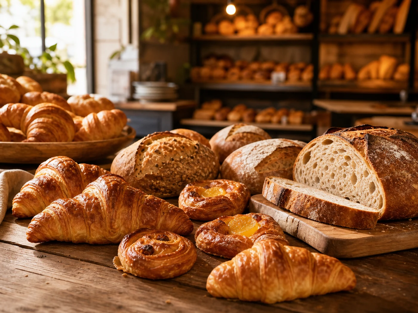 Frische Croissants und handwerkliche Backwaren